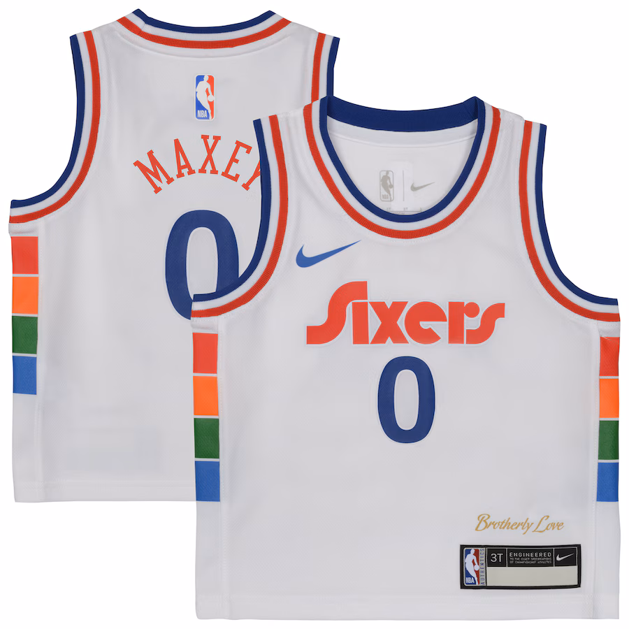 Preschool Philadelphia 76ers Tyrese Maxey Nike White 2024/25 Swingman Player Jersey - City Edition - Jersey