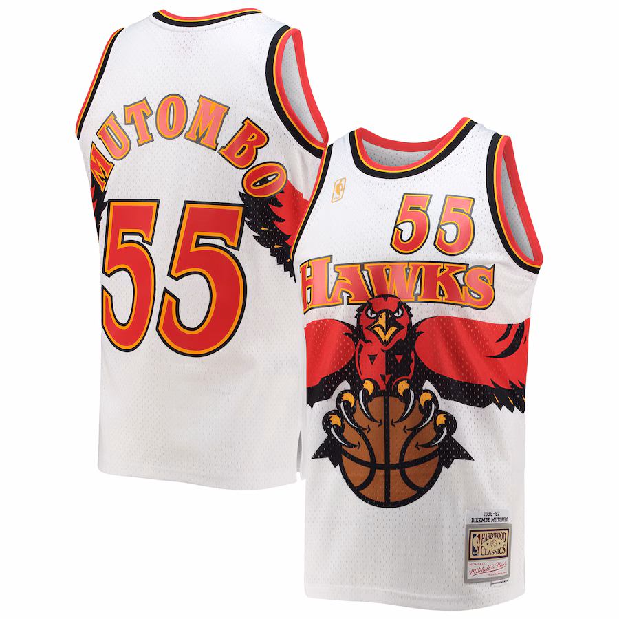 Men's Atlanta Hawks Dikembe Mutombo Mitchell & Ness White 1996/97 Hardwood Classics Swingman Jersey - Jersey