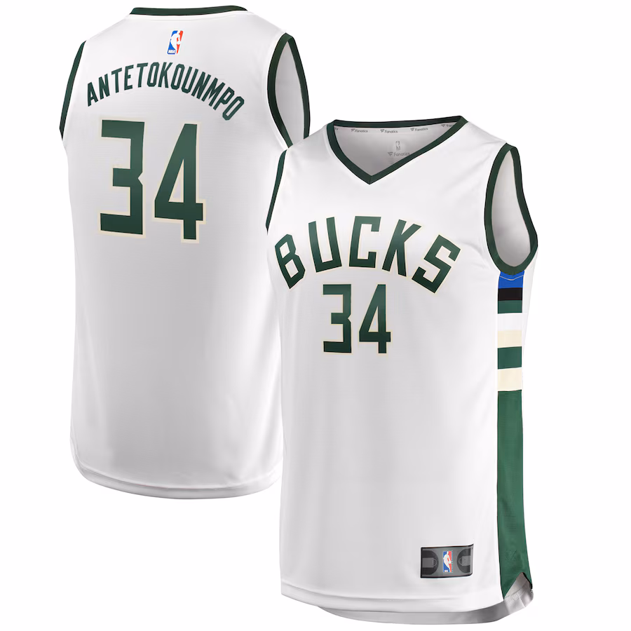 Men's Milwaukee Bucks Giannis Antetokounmpo Fanatics White Fast Break Replica Jersey - Association Edition - Jersey