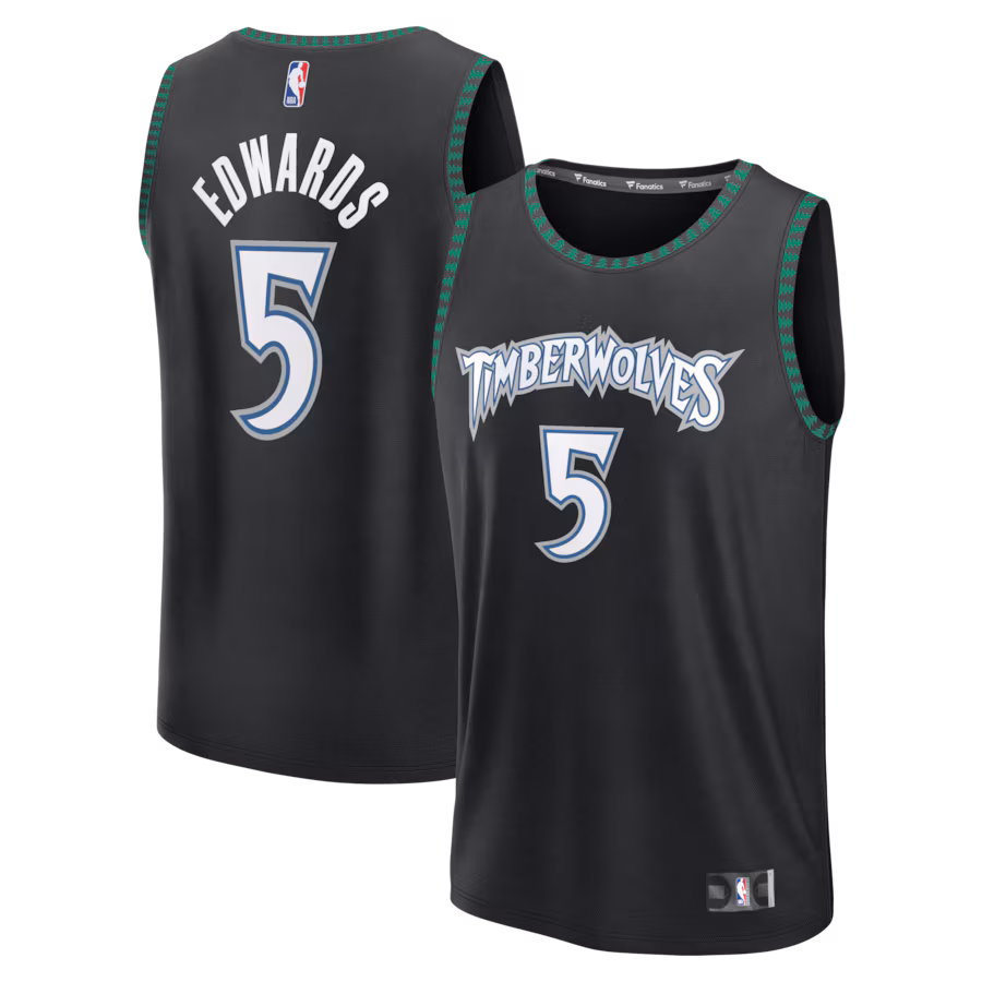 Youth Minnesota Timberwolves Anthony Edwards Fanatics Black Fastbreak Jersey - Classic Edition - Jersey