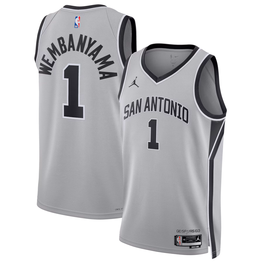 Unisex San Antonio Spurs Victor Wembanyama Jordan Brand Silver Swingman Jersey - Statement Edition - Jersey