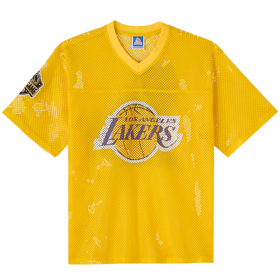 Men's Los Angeles Lakers OVO x NBA Gold Mesh Football Fashion Jersey - Jersey
