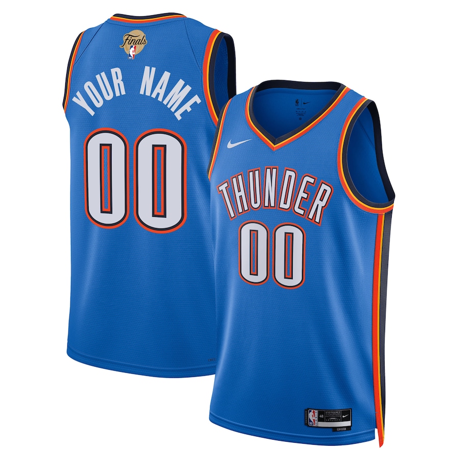 Unisex Oklahoma City Thunder Nike Blue 2025 NBA Finals Patch Custom Swingman Jersey - Icon Edition - Jersey