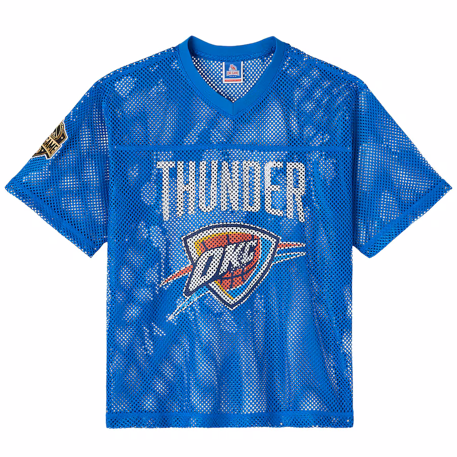 Men's Oklahoma City Thunder OVO x NBA Blue Mesh Football Fashion Jersey - Jersey