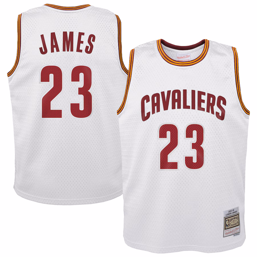 Youth Cleveland Cavaliers LeBron James Mitchell & Ness White 2015-16 Hardwood Classics Swingman Throwback Home Jersey - Jersey