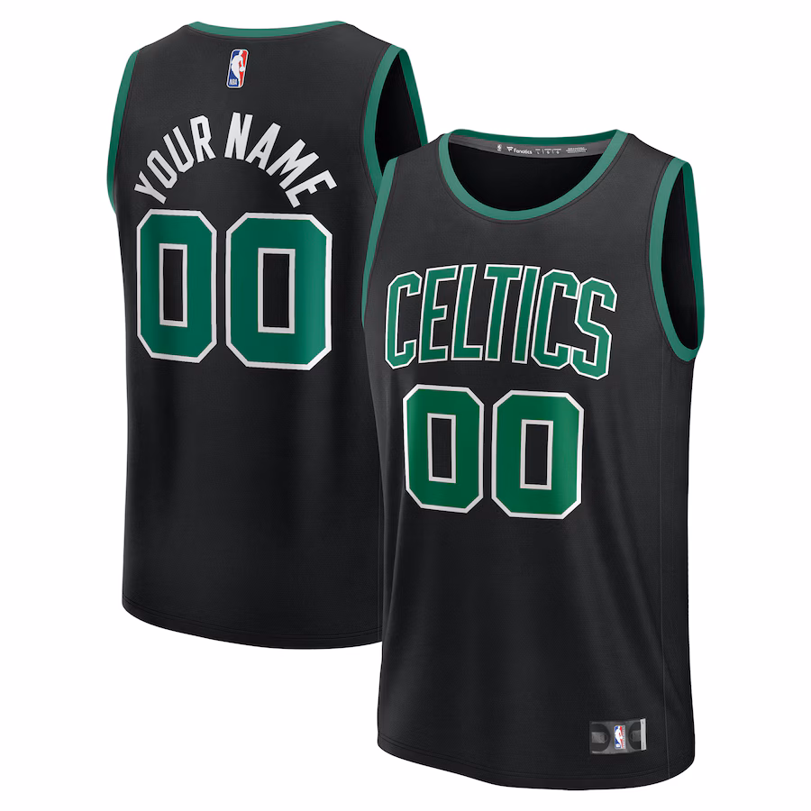 Youth Boston Celtics Fanatics Black Fast Break Custom Replica Jersey - Statement Edition - Jersey