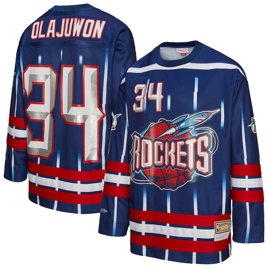 Unisex Houston Rockets Hakeem Olajuwon Mitchell & Ness Navy Maxxed Out Fashion Hockey Jersey - Jersey