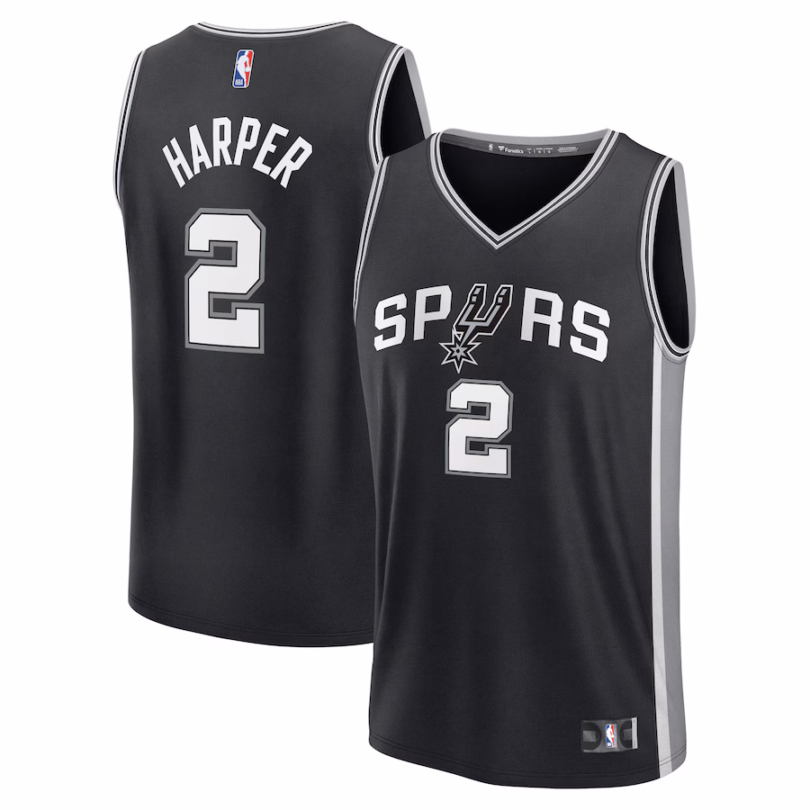 Men's San Antonio Spurs Dylan Harper Fanatics Black 2025 NBA Draft First Round Pick Fast Break Replica Jersey - Icon Edition - Jersey