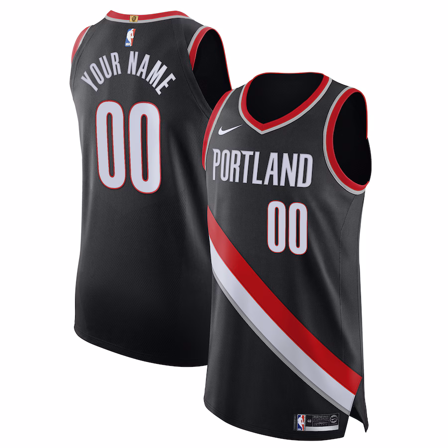 Men's Portland Trail Blazers Nike Black 2020/21 Authentic Custom Jersey - Icon Edition - Jersey