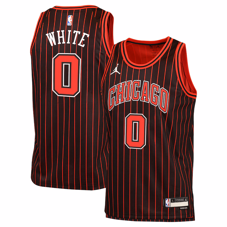 Youth Chicago Bulls Coby White Jordan Brand Black Swingman Jersey - Statement Edition - Jersey