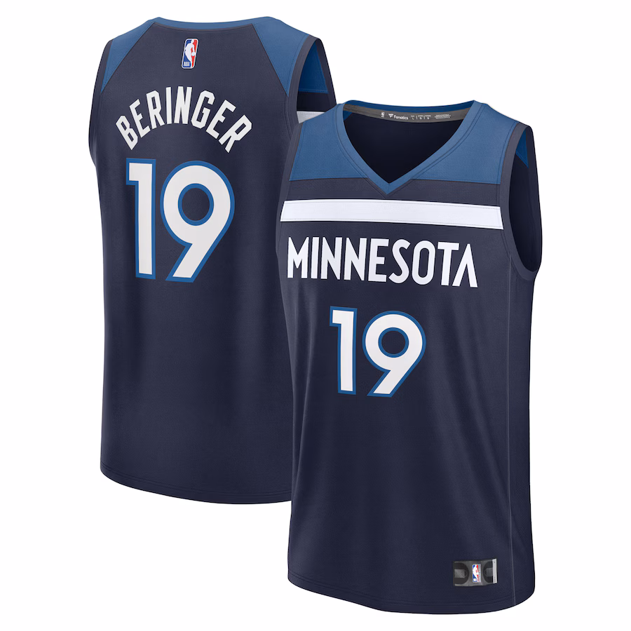 Youth Minnesota Timberwolves Joan Beringer Fanatics Navy 2025 NBA Draft First Round Pick Fast Break Replica Jersey - Icon Edition - Jersey