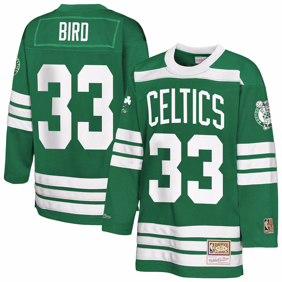 Youth Boston Celtics Larry Bird Mitchell & Ness Kelly Green Maxxed Out 2.0 Fashion Hockey Jersey - Jersey
