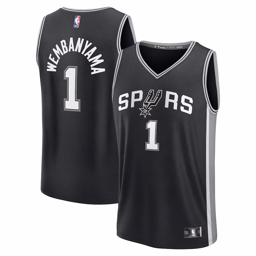 Youth San Antonio Spurs Victor Wembanyama Fanatics Black Fast Break Replica Player Jersey - Icon Edition - Jersey