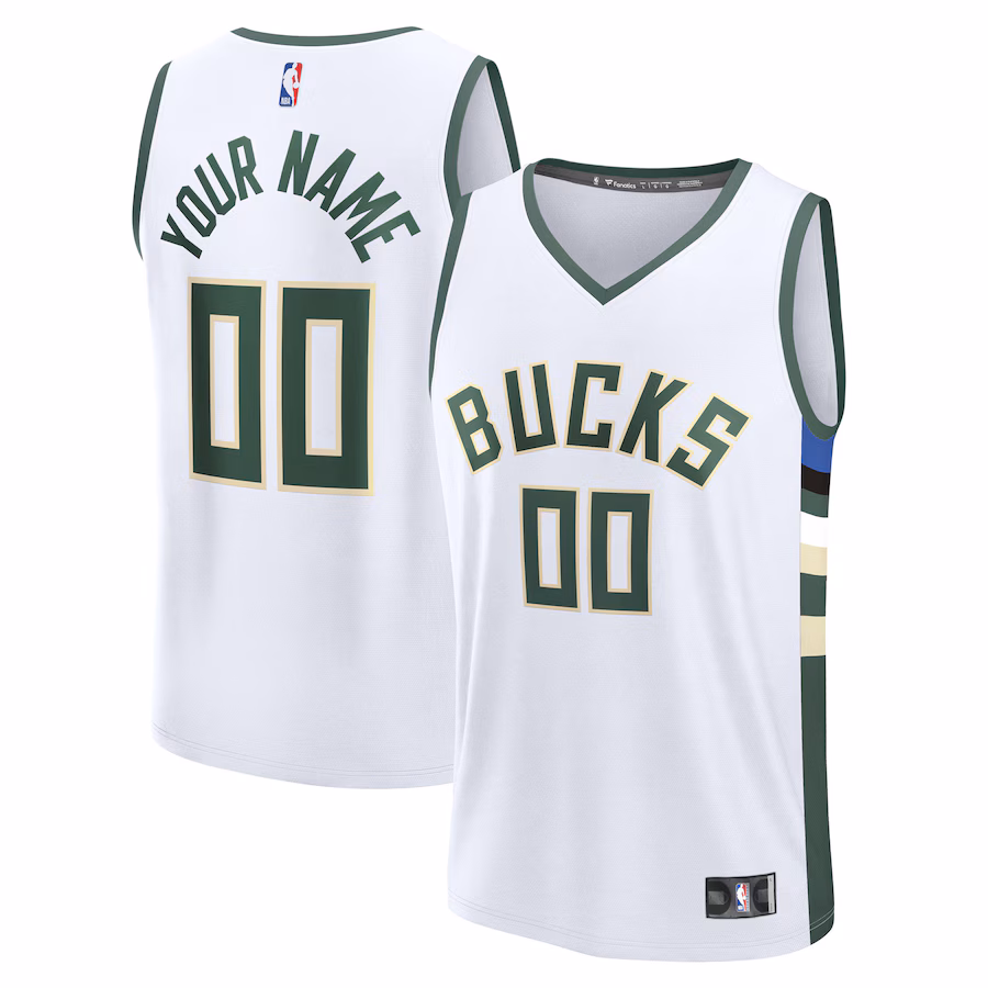 Men's Milwaukee Bucks Fanatics White Fast Break Custom Jersey - Association Edition - Jersey