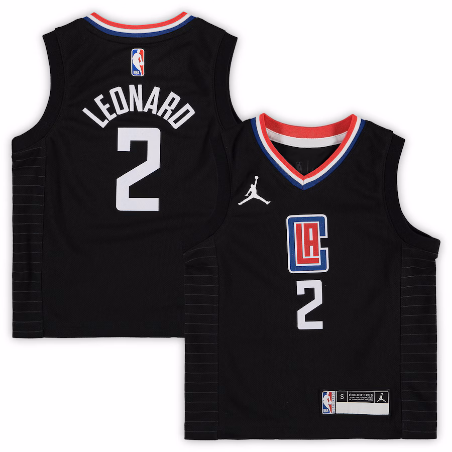 Preschool LA Clippers Kawhi Leonard Jordan Brand Black 2020/21 Fast Break Replica Jersey - Statement Edition - Jersey