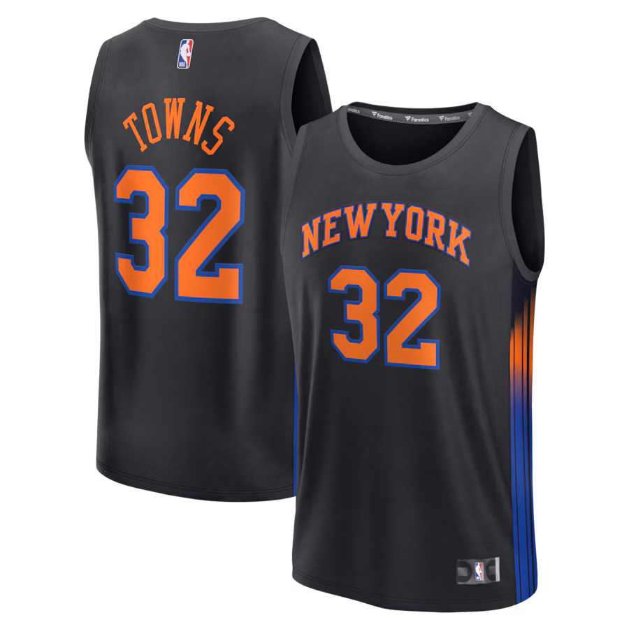 Men's New York Knicks Karl-Anthony Towns Fanatics Black Fast Break Jersey - Statement Edition - Jersey