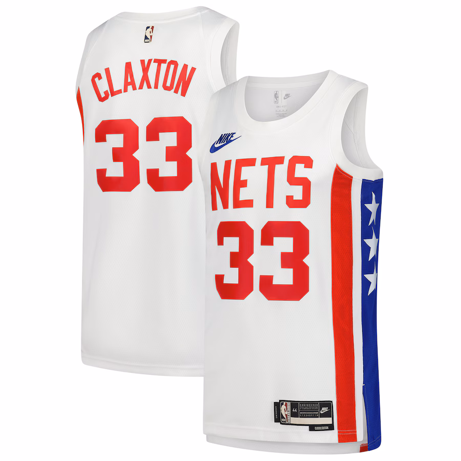 Men's Brooklyn Nets Nic Claxton Nike White Swingman Jersey - Classic Edition - Jersey