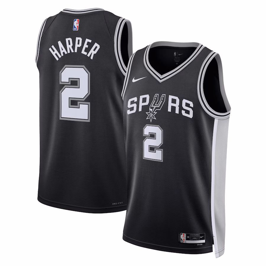 Unisex San Antonio Spurs Dylan Harper Nike Black 2025 NBA Draft First Round Pick Swingman Jersey - Icon Edition - Jersey
