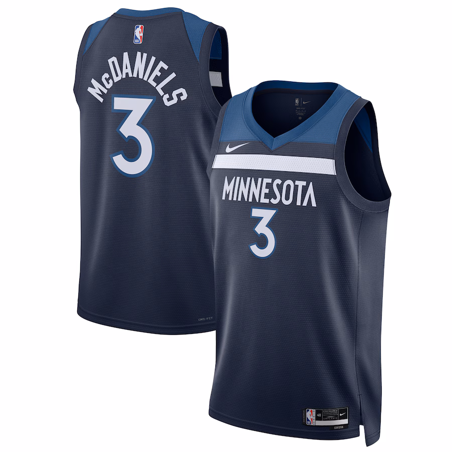 Unisex Minnesota Timberwolves Jaden McDaniels Nike Navy Swingman Player Jersey - Icon Edition - Jersey