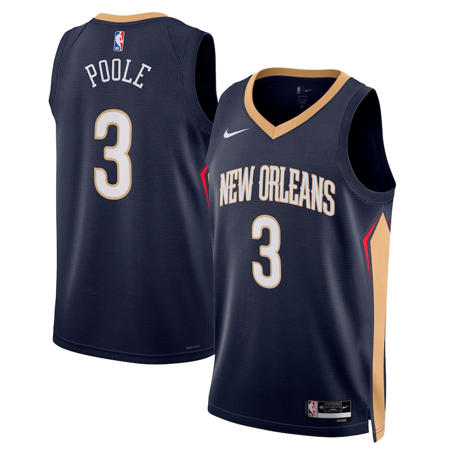 Unisex New Orleans Pelicans Jordan Poole Nike Navy Swingman Jersey - Icon Edition - Jersey