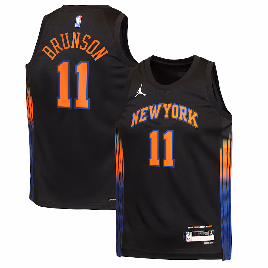 Youth New York Knicks Jalen Brunson Jordan Brand Black Swingman Jersey - Statement Edition - Jersey