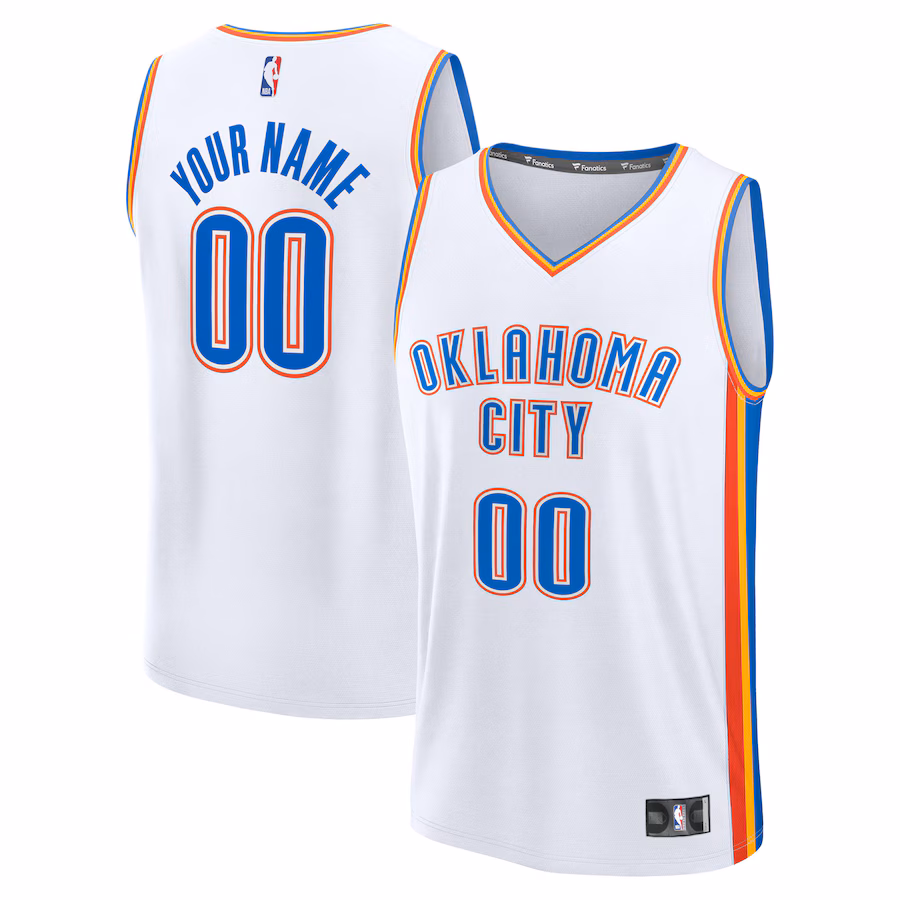 Men's Oklahoma City Thunder Fanatics White Fast Break Custom Jersey - Association Edition - Jersey