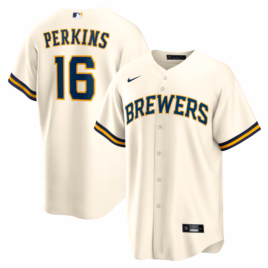 Men's Milwaukee Brewers Blake Perkins Nike Cream Home Replica Jersey - Jersey