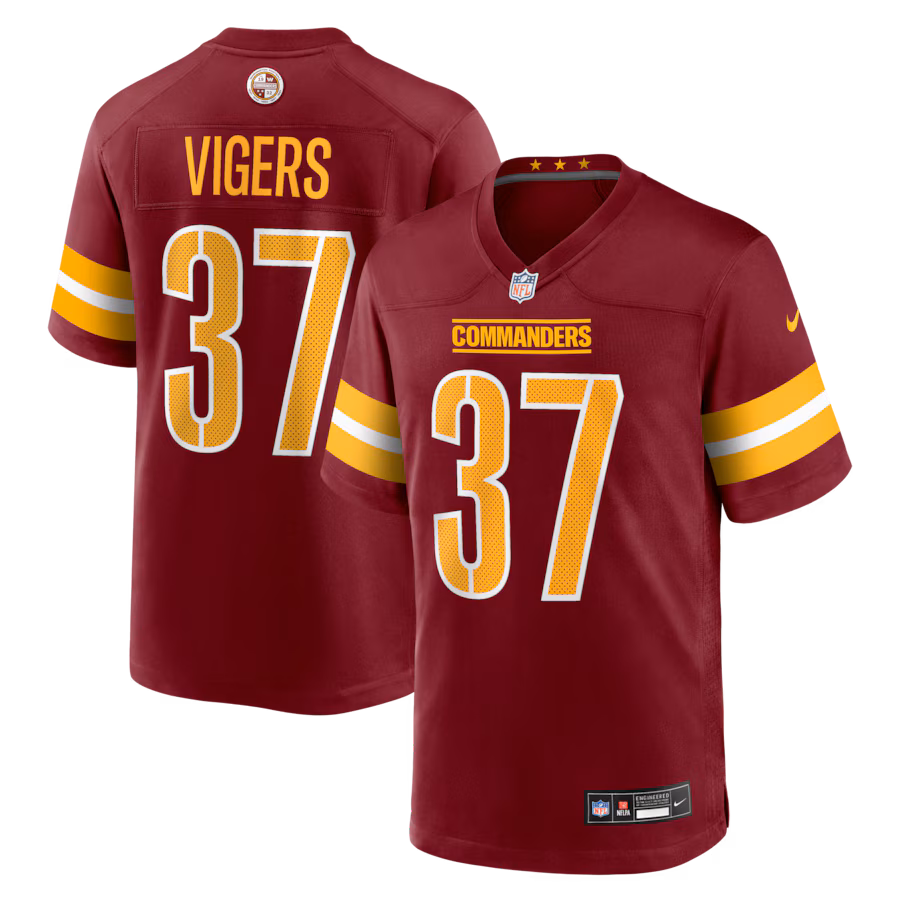 Men's Washington Commanders Car'lin Vigers Nike Burgundy Team Game Jersey - Jersey