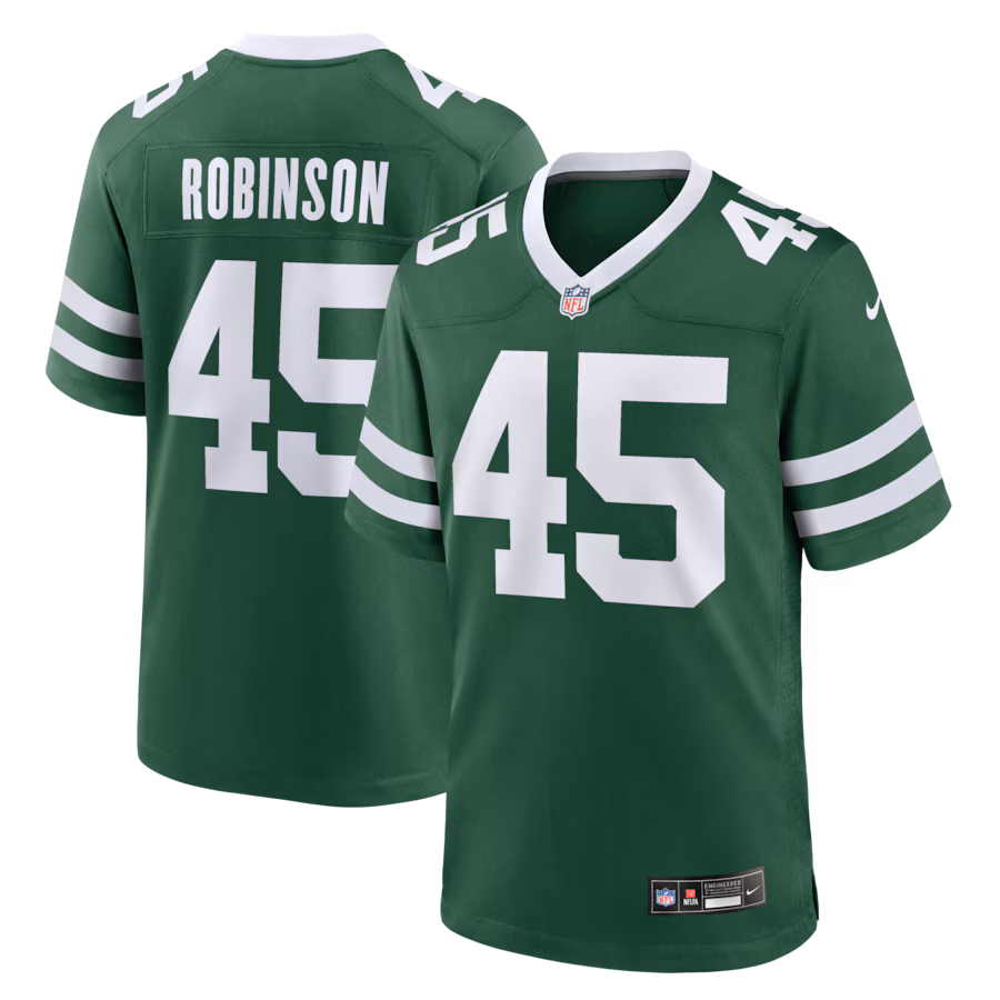 Men's New York Jets Mark Robinson Nike Legacy Green Team Game Jersey - Jersey