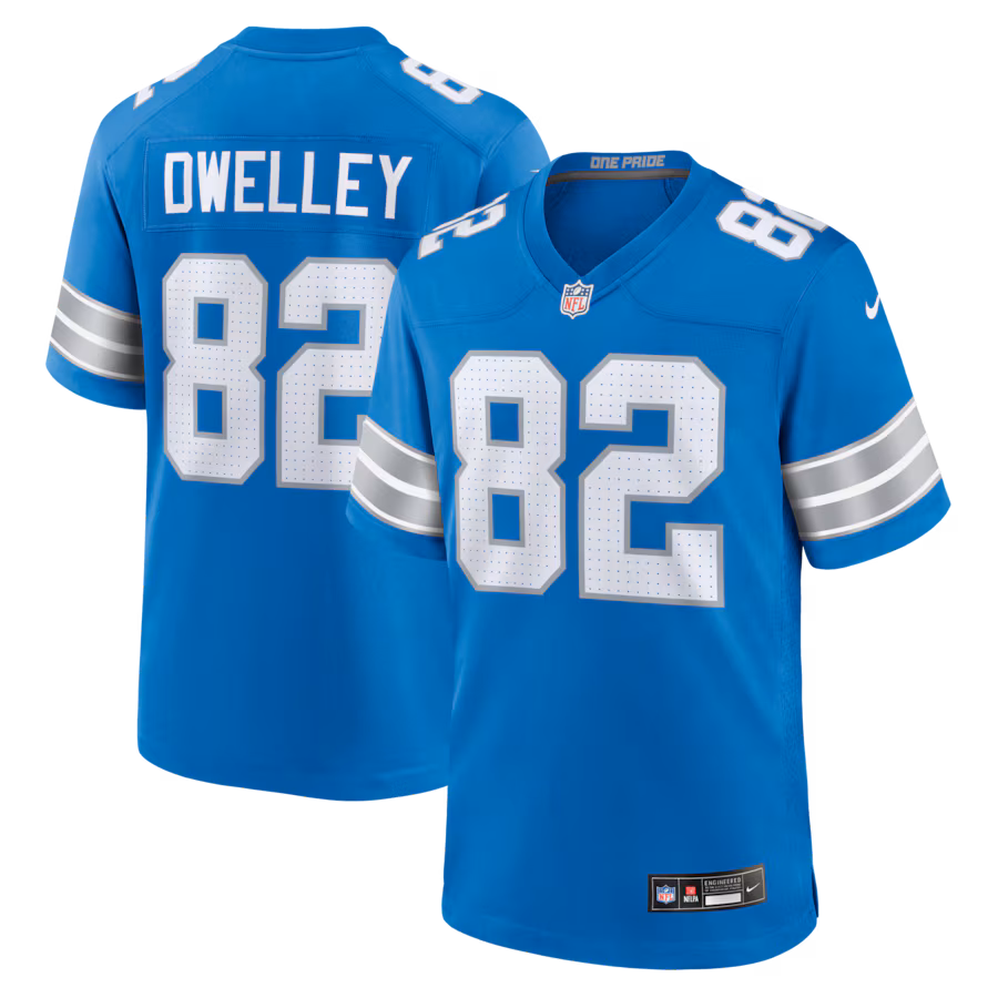 Men's Detroit Lions Ross Dwelley Nike Blue Team Game Jersey - Jersey