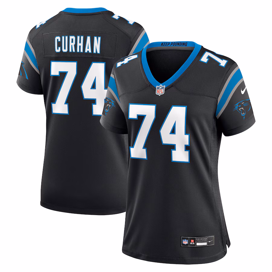 Women's Carolina Panthers Jake Curhan Nike Black Team Game Jersey - Jersey