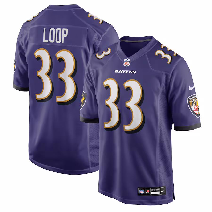 Men's Baltimore Ravens Tyler Loop Nike Purple Team Game Jersey - Jersey