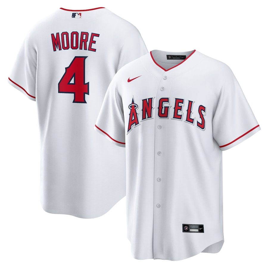 Men's Los Angeles Angels Christian Moore Nike White Home Replica Jersey - Jersey