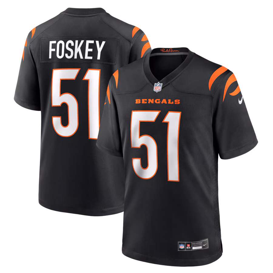 Men's Cincinnati Bengals Isaiah Foskey Nike Black Team Game Jersey - Jersey