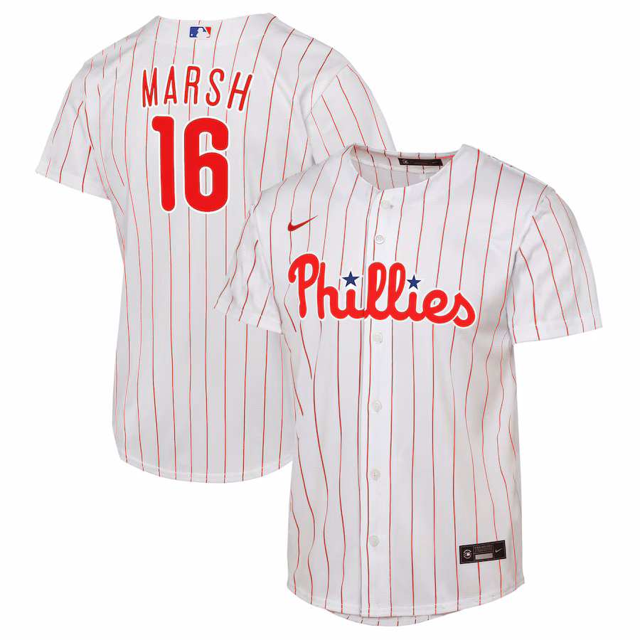 Youth Philadelphia Phillies Brandon Marsh Nike White Home Replica Jersey - Jersey