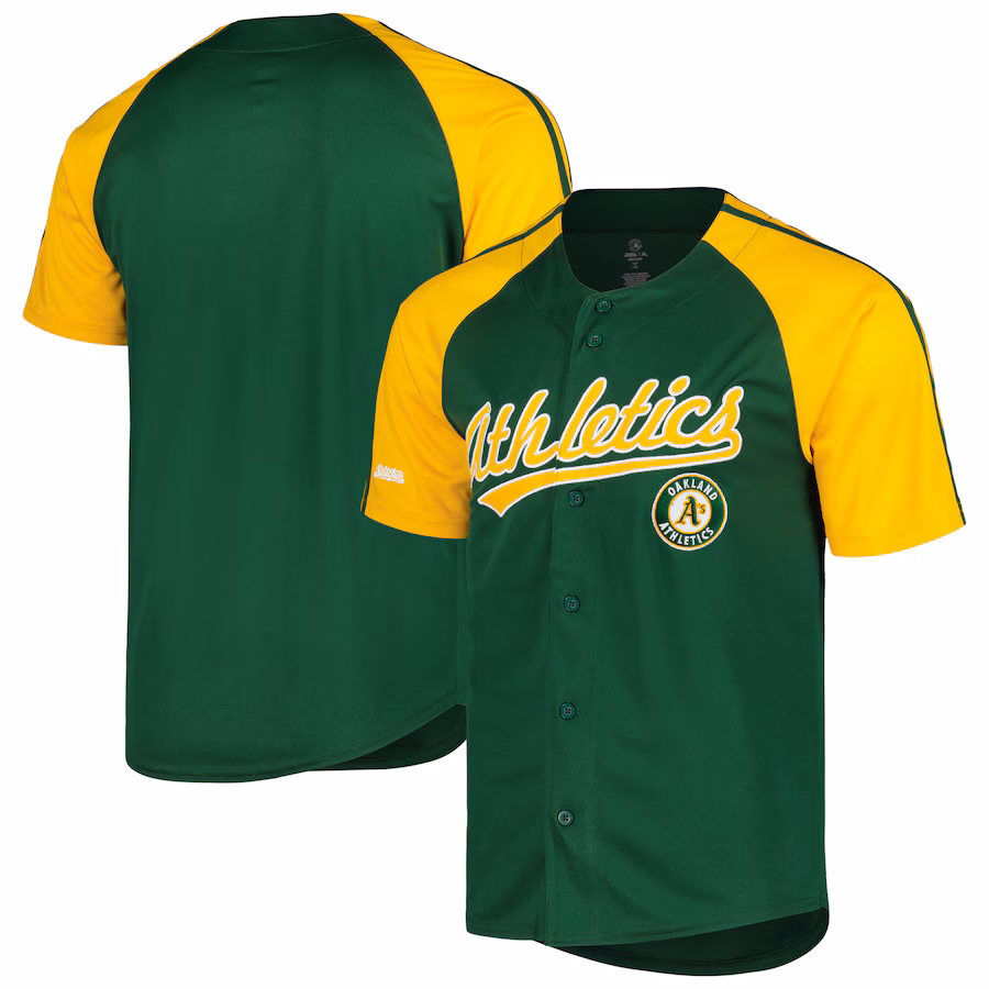 Men's Oakland Athletics Stitches Green Team Raglan Jersey - Jersey