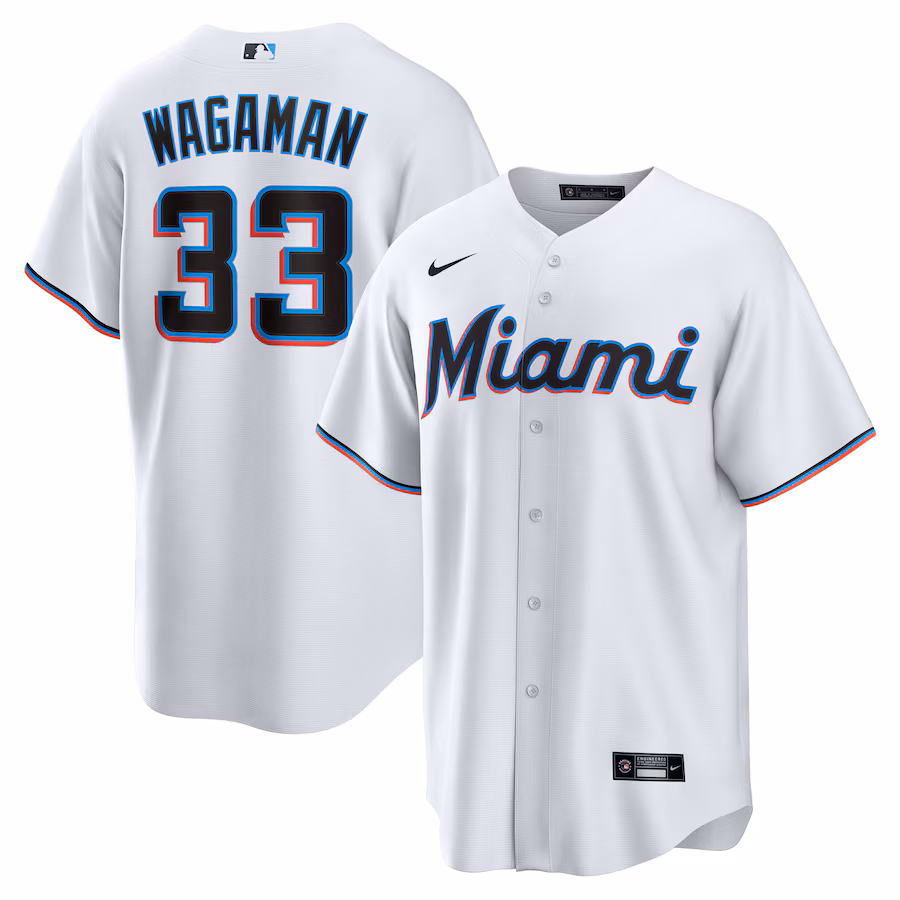 Men's Miami Marlins Eric Wagaman Nike White Home Replica Jersey - Jersey