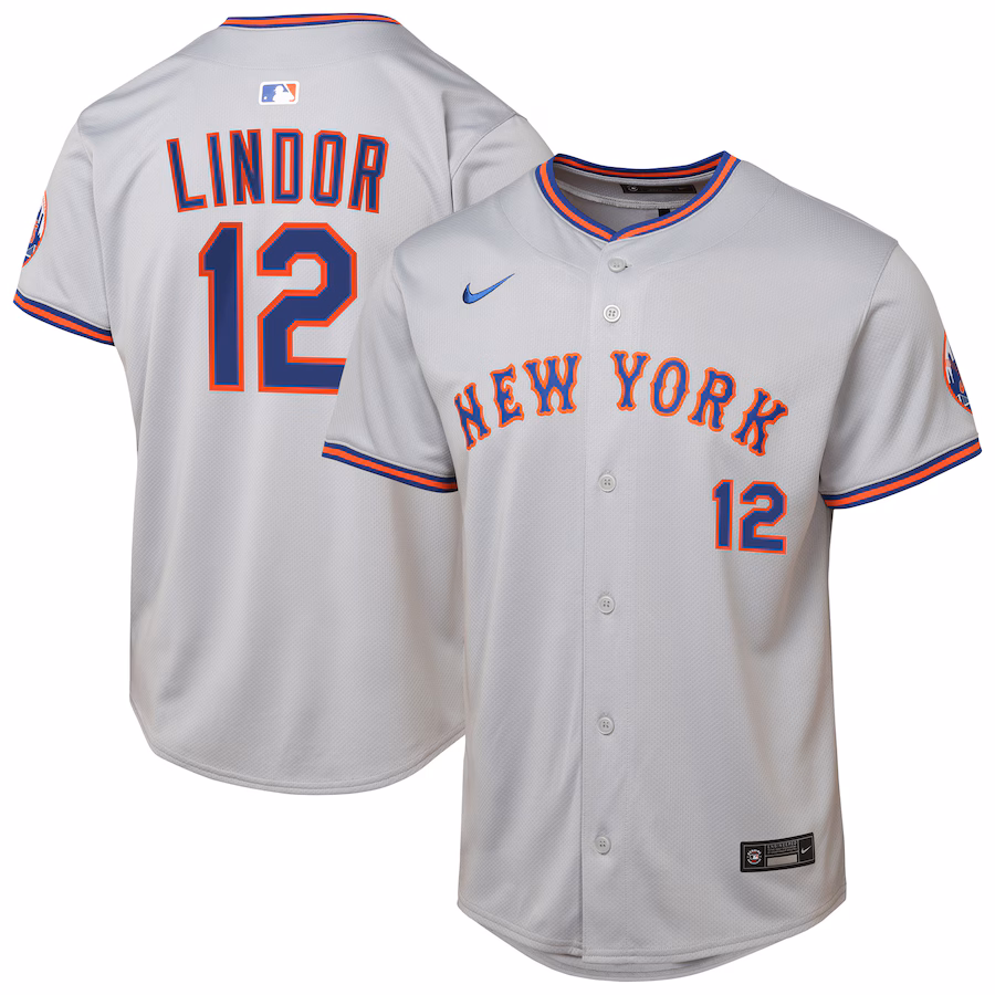 Youth New York Mets Francisco Lindor Nike Gray Road Limited Jersey - Jersey