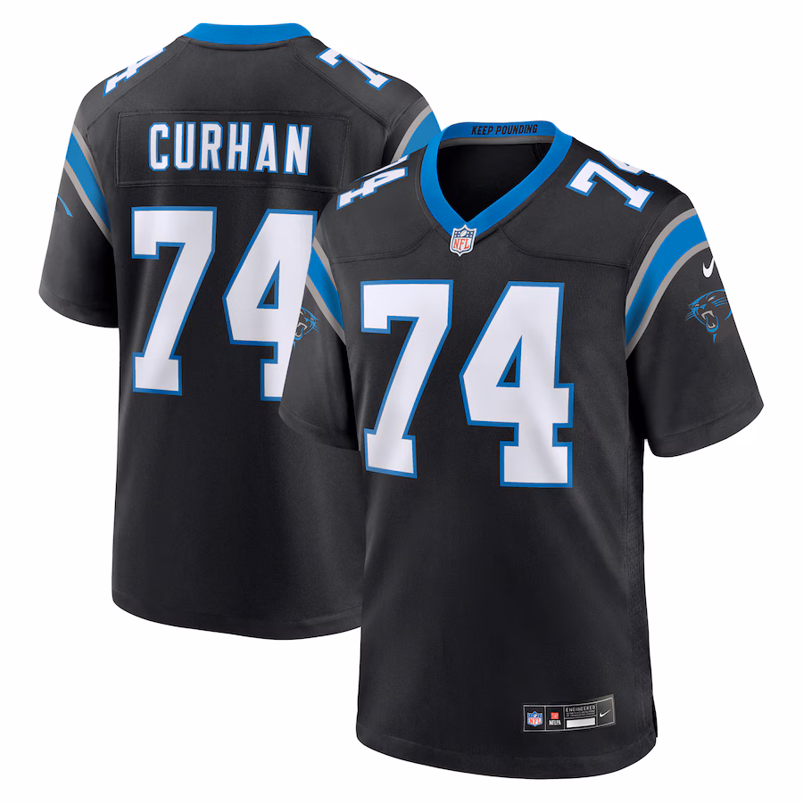Men's Carolina Panthers Jake Curhan Nike Black Team Game Jersey - Jersey
