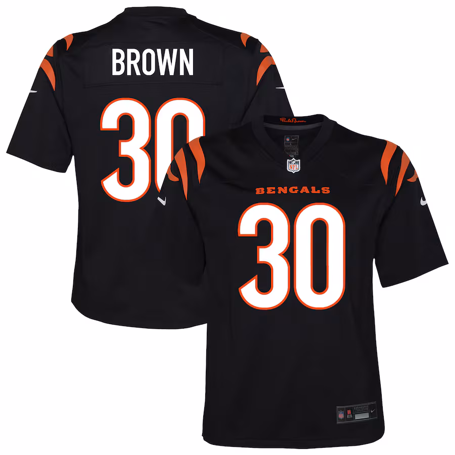 Youth Cincinnati Bengals Chase Brown Nike Black Team Game Jersey - Jersey