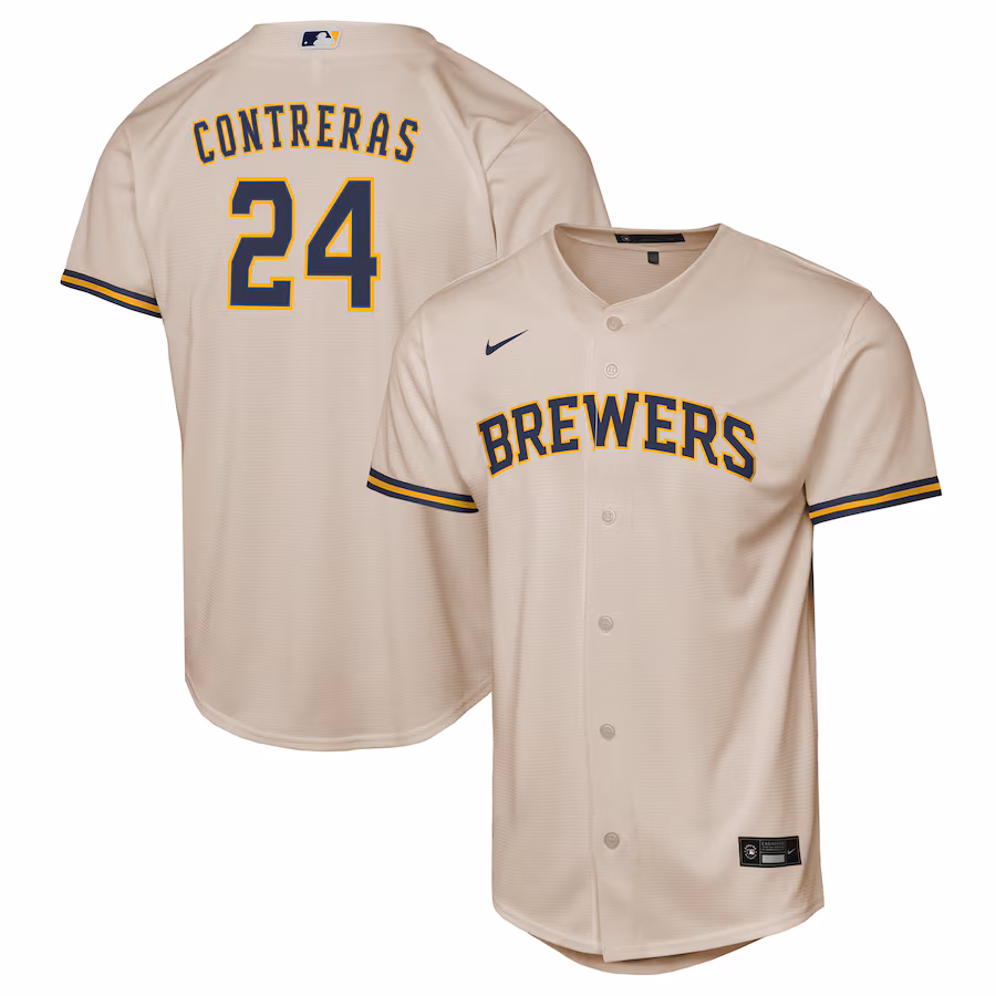 Youth Milwaukee Brewers William Contreras Nike Cream Home Replica Jersey - Jersey