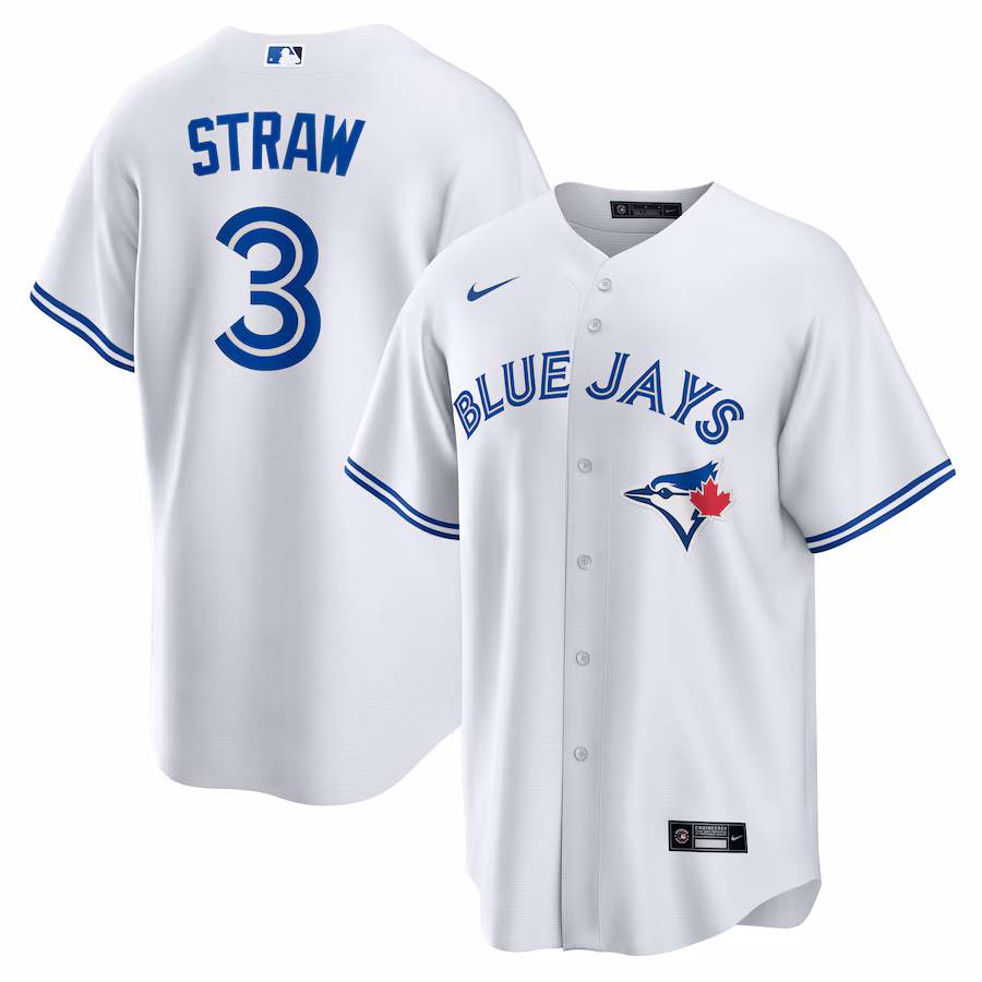 Men's Toronto Blue Jays Myles Straw Nike White Home Replica Jersey - Jersey