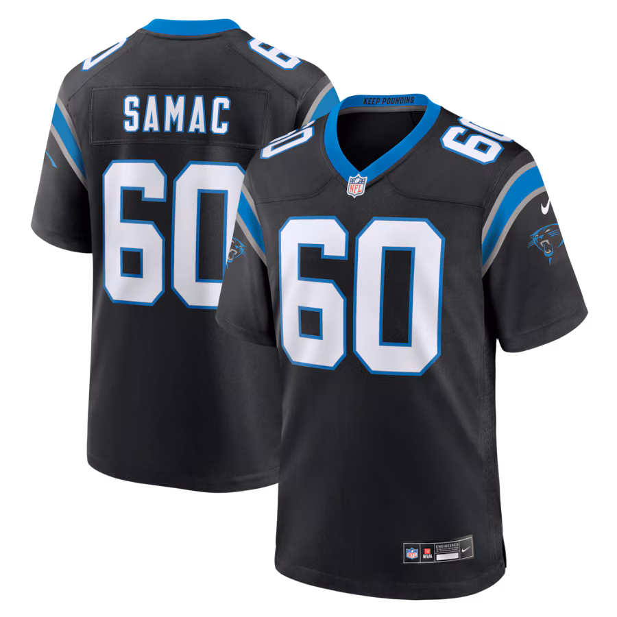 Men's Carolina Panthers Nick Samac Nike Black Team Game Jersey - Jersey