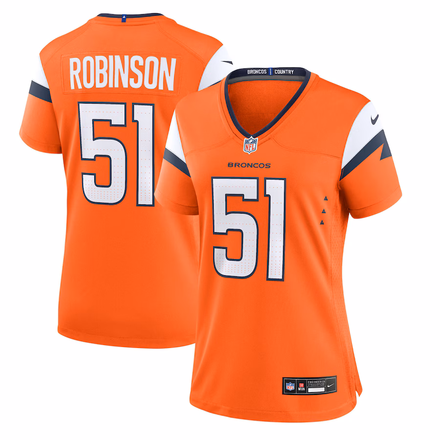 Women's Denver Broncos Que Robinson Nike Orange Team Game Jersey - Jersey