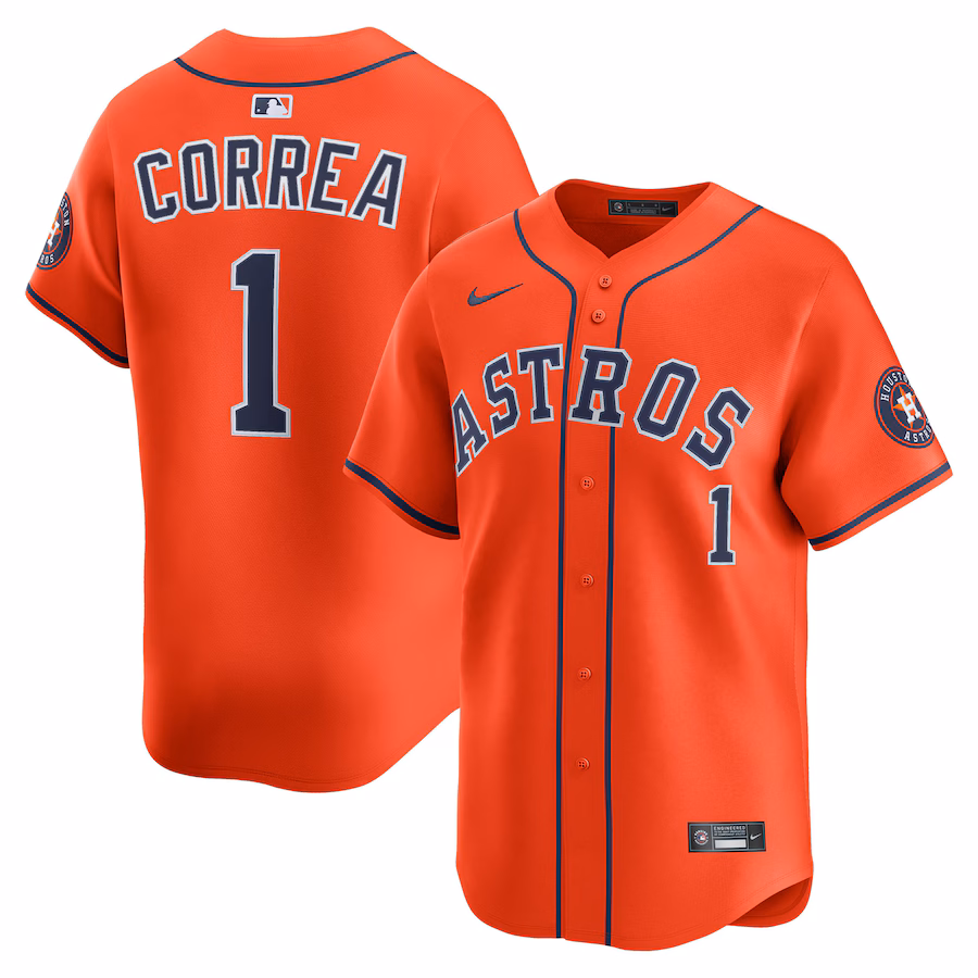 Men's Houston Astros Carlos Correa Nike Orange Alternate Limited Player Jersey - Jersey