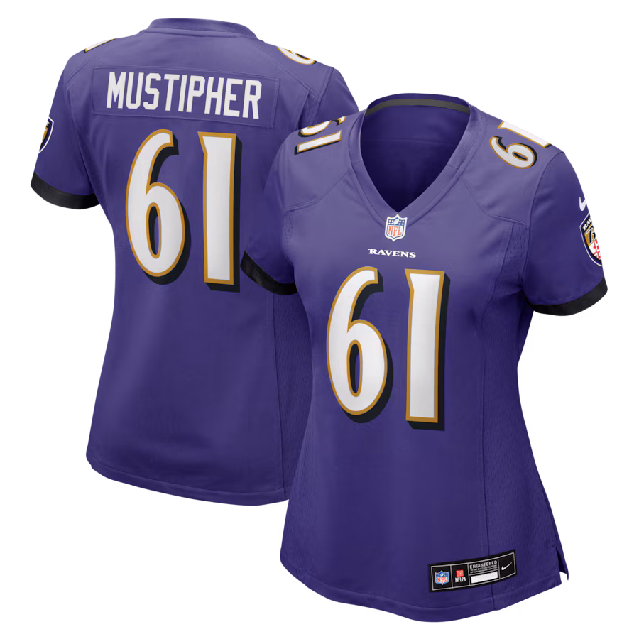 Women's Baltimore Ravens Sam Mustipher Nike Purple Team Game Jersey - Jersey