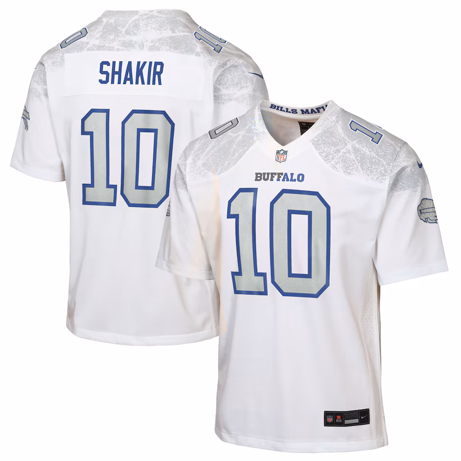 Youth Buffalo Bills Khalil Shakir Nike White 2025 Rivalries Collection Game Jersey - Jersey