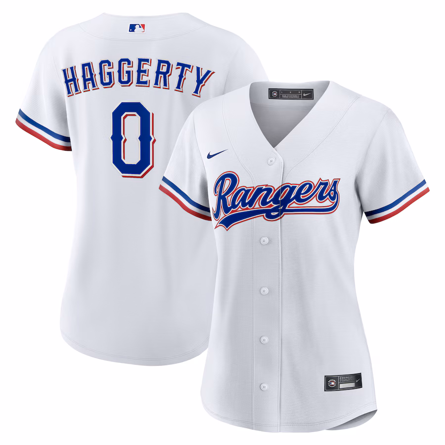 Women's Texas Rangers Sam Haggerty Nike White Home Replica Jersey - Jersey