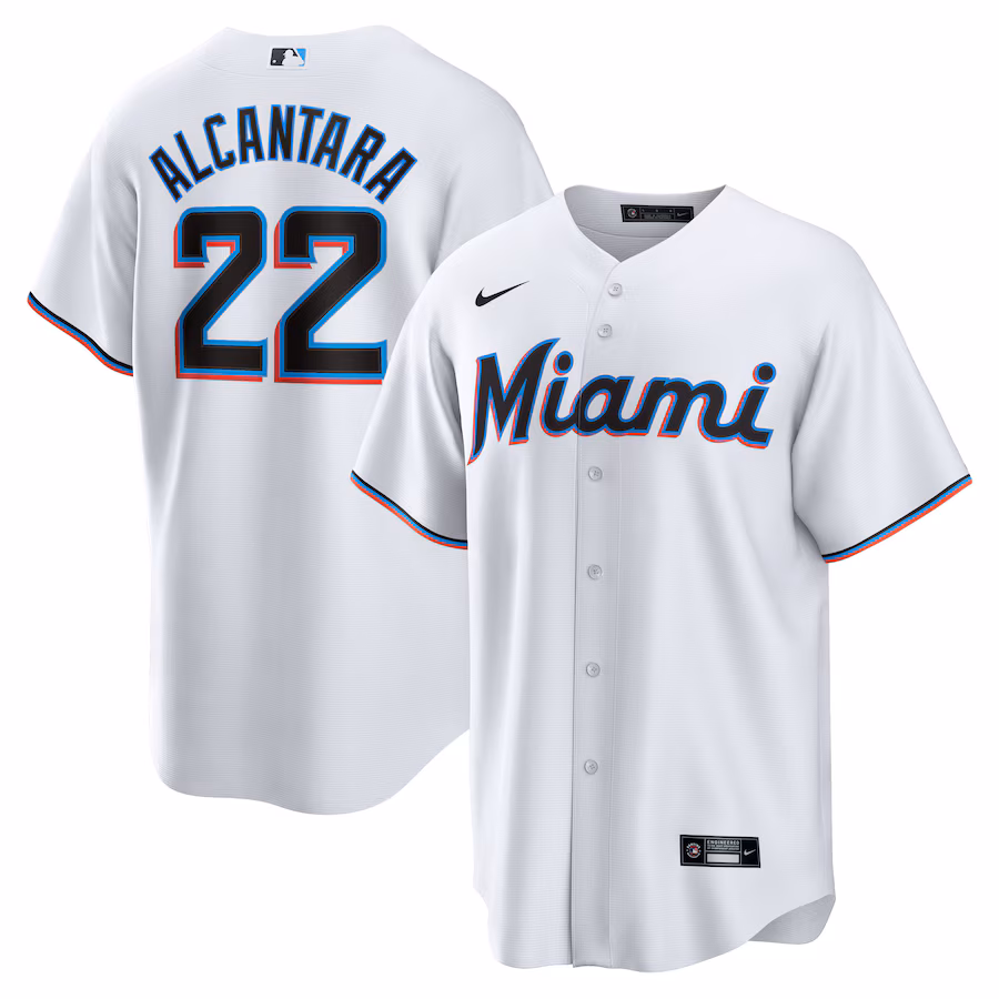 Youth Miami Marlins Sandy Alcantara Nike White Home Replica Jersey - Jersey