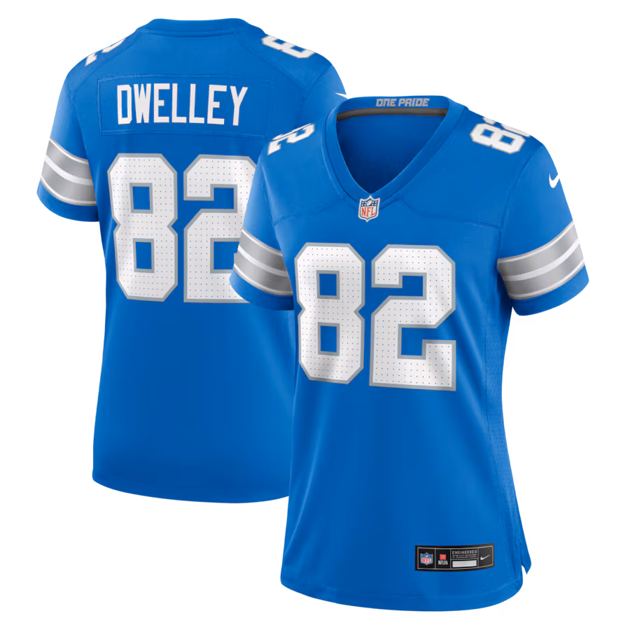 Women's Detroit Lions Ross Dwelley Nike Blue Team Game Jersey - Jersey